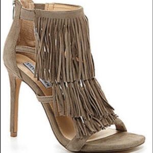 Steve Madden Fringly Heeled Sandals Taupe
